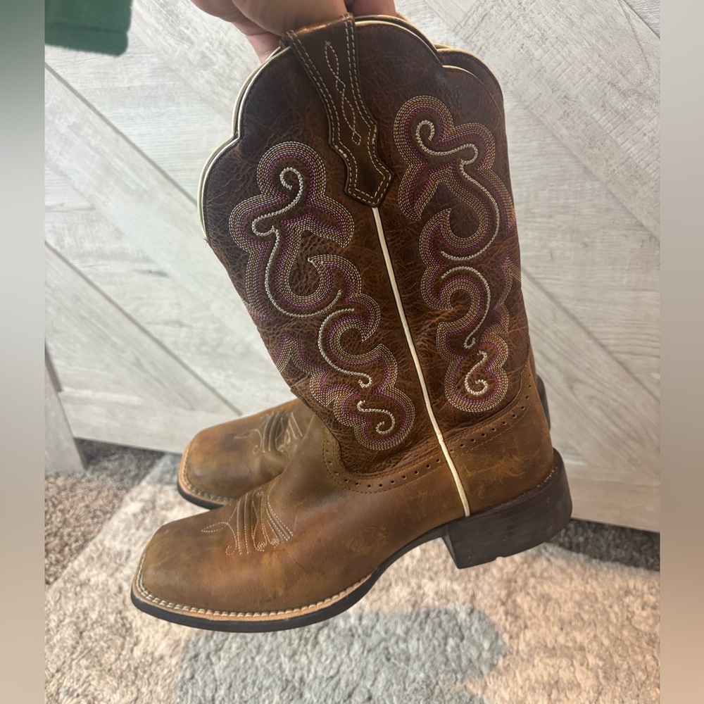 Ariat QuickDraw Brown Leather Western Boots Ladies Woman 7.5 Cowgirl Rodeo - Picture 12 of 12